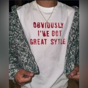 🔥🔥Zara White Graphic T-Shirt with Red Text